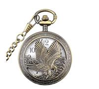 NESPIQ Montre de Poche Pendentif Aigle Mouvement Quartz Montre de Poche Chiffres Arabes Hommes Simple Cadran Blanc Avec Chaîne Accessoire Costume, a, A