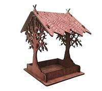 NESPIQ Station d'alimentation pour oiseaux en bois pour décoration de jardin pour oiseaux sauvages, balcon et jardin (B)