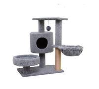 NESPIQ Tour À Chat Arbre À Chat Maison avec Boule Suspendue Meubles Chaton Chat À Gratter Cadre d'escalade Condos pour Chat Tour De Chat Nid De Chat Arbre À Chat Arbre À Grimper(Grey)