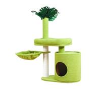 NESPIQ Tour À Chat Tour d'arbre À Chat pour Chats D'intérieur, avec Poteau À Gratter en Sisal, Maison en Peluche avec Feuilles Artificielles Arbre À Chat Arbre À Grimper