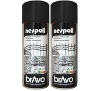 NESPOLI Aérosol peinture professionnelle effet métallisé noir 400 ml (Lot de 2)