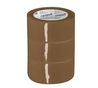 Nespoli - Lot de 3 rubans adhésifs pour paquets marron Havana 50 mm x 66 m, emballages et emballages légers, compatibles avec les distributeurs manuels et machines, scellage sûr, résistant