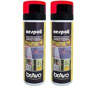 NESPOLI Peinture aérosol traceur de chantier rouge fluorescent 500 ml (Lot de 2)