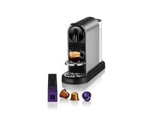 Nespresso De'Longhi CitiZ Platinum Argent-Machine à café & Kit de bienvenue | Cafetière à capsule pour préparer 4 formats de café - Espresso - Lungo - Américain et eau chaude avec design métallique