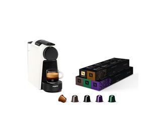 Nespresso Magimix Essenza - Mini Machine à Café Blanche - Avec 50 Capsules | Bundle avec Cafetière à Dosette Compacte et 50 Capsules Aluminium -Espressos - Extraction Haute Pression et Chauffe Rapide