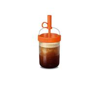 Nespresso Nomad Tumbler Mandarin 540 ml Tritan Silicone Polyéthylène Anti-fuite Isolation sous vide Moderne Transparent Réutilisable Cylindrique Voyage Boissons froides Gobelet