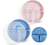 NesriToy Assiette en silicone pour bébé avec ventouse et couvercle 2 pièces