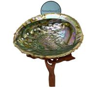 NessaStores 2 pièces | Coquille d'ormeau de 15,2 à 17,8 cm et trépied de 15,2 cm | Beau bol à bavure entièrement naturel - Parfait pour les bâtons de bavure, les bâtons d'encens et un kit de sauge