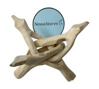 NessaStores - Lot de 3 trépieds en bois sculpté naturel 10,2 cm #JC-231