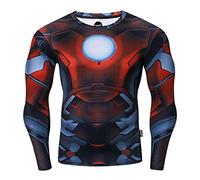 Nessfit Sweat thermique de compression pour homme, design de super-héros, couche de base, gym, manches longues, pour courir, L