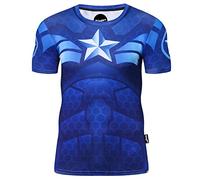 Nessfit T-shirt de compression thermique à manches courtes pour homme Motif super-héros, S