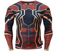 Nessfit T-shirt de compression thermique à manches longues pour homme Motif super-héros, Super-héros 1, M