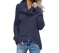 Nest Home 2019 Mode Pas Cher Femme Pull Chic Chaud Tunique Tricoté Asymétrique Col Roulé Lâche Solide Wrap Tops