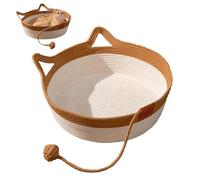 Nest Lit pour chat - Lit de bureau pour chat, panier de couchage pliable | lavable | Planche à gratter tissée à la main avec oreilles mignonnes, tapis à griffer ondulé pour chat d'intérieur avec griff