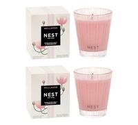 NEST New York Lot de 2 bougies classiques parfumées au sel de l'Himalaya et à l'eau de rose - Jusqu'à 60 heures de combustion - Vase en verre réutilisable - 230 g