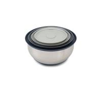 Joseph Joseph Prep&Store - Bols mélangeur et Saladier avec Couvercles, Ensemble de 4 pièces (5L/3,8L/2,1L/1,2L), Acier Inox, Argenté