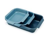 Joseph Joseph Nest Lot de 3 Plats à Four, Revêtement Antiadhérent, Acier au Carbone, Poignées Facile à Tirer, 41cm x 30cm x 9.6cm, Bleu