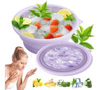 Nest Timber Bol de bain à glace pour le visage avec bac à glace intégré, bol à glace pliable pour dégonflement et récupération, portable pour voyage, spa à domicile, amateurs de soins de la peau et