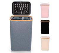 Nest Zest Panier à linge double de 100 l avec couvercle, 2 compartiments pour trier le lavage, panier à linge avec guide d'entretien et 2 sacs intérieurs amovibles, panier à vêtements sales avec
