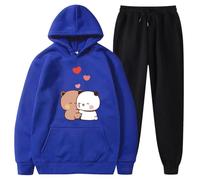 Nesthome Ensemble Deux Pièces Couple Sweatshirt à Capuche pour Femmes et Hommes Couple Kawaii Panda Bear Hug Bubu and Dudu Hug Valentines Days Funny Gift
