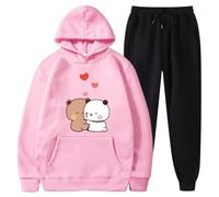 Nesthome Ensemble Deux Pièces Couple Sweatshirt à Capuche pour Femmes et Hommes Couple Kawaii Panda Bear Hug Bubu and Dudu Hug Valentines Days Funny Gift