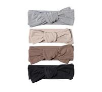 Nesting Club Lot de 4 nœuds en bambou pour bébé et tout-petit, nœuds doux pour bébés et tout-petits pour nouveau-né à 6 ans, jais, bruyère, cacao et sable