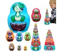 Nesting Dolls For Girls - Stacking Matryeshka Doll Set - Durable Russian Nesting Dolls, Dinosaur Inspired Design | Heat Resistant Shockproof Educational Toy For Sensory Play, Room Decoration, Birthday