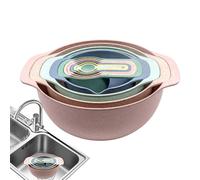 Nesting Lot de 10 bols de cuisine colorés, tasses doseuses empilables, cuillères avec passoire, ergonomiques et sans odeur en polypropylène | Bols multifonctions pour le bac