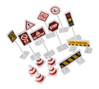 NESTINGHO 10 Ensembles Panneaux de Signalisation Routière Miniatures et Barrières pour Garçon Fille Jouets Éducatifs de Sécurité Routière Accessoires de Jeu de Circulation pour