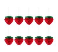 NESTINGHO 10 pièces Boules Nid Abeille Fraise Suspendues Décoratives Rouge pour Fête Anniversaire Mariage et Salle