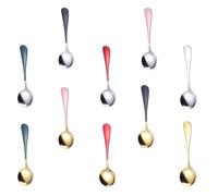 NESTINGHO 10pièces Set de Cuillères à Dessert Rondes Acier Inoxydable Finition Miroir Polie Cuillères à Entremets Multicolores pour Café Thé et Table Adaptées Usage Quotidien et