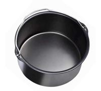 NESTINGHO 1pièce Cake Barrel Air Fryer Pan Antiadhésif Noir Baking Tool pour Friteuse à Air Accessoire Cuisine Réutilisable Facile à Nettoyer et Compact avec Poignée