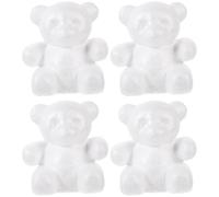 NESTINGHO 4pcs Ours en Écume Blanc pour Composition de Fleur et Peinture, Boules Soi-même pour Cours D'art Enfantin