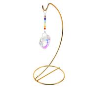 NESTINGHO Attrape-Soleil Prisme Réfléchissant la Lumière avec Support en Métal en Cristal de Cœur pour Décoration Polyvalente Salon et Commémorations