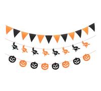 NESTINGHO Bannière de Décoration Halloween 3 Pièces en Tissu Non Tissé Orange, Décoration Suspendue pour Fête, Intérieur et Extérieur, Ambiance Unique et Festive