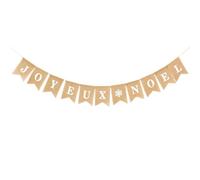 NESTINGHO Bannière de Noël en Lin Blanc Drapeaux Triangulaires Vintage pour Décoration de Fête de Noël, pour Accrocher aux Arbres et Couloir