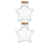 NESTINGHO Bocaux de Rangement en Verre D'étoile Bouchon en Liège, Lot de 2, Décoratifs et Pratiques pour Stocker Petits Objets et Créer Ambiance Magique