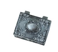 NESTINGHO Boîte à Bijoux Carrée en Argenté Sculpture de Fleur, Coffret en Alliage Élégant pour Ranger et Protéger Bijoux Coiffeuse Lors D'anniversaires