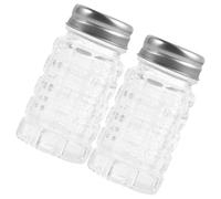NESTINGHO Bouteilles D'assaisonnement en Verre 2pcs Couvercles en Acier Inoxydable, Pot à Condiments Cylindrique pour Poivre et Sel, Facile à Nettoyer Cuisine