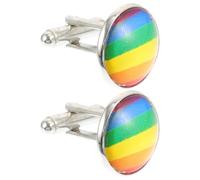 NESTINGHO Boutons de Manchettes Arc-en-ciel en Acier Inoxydable, Accessoires Délicats et Uniques pour Vêtements, Résistants la Déformation, pour Bricolage DIY