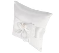 NESTINGHO Coussin Mariage Porte-alliances 15x15 Cm en Satin et Polyester, Oreiller à Double Nœud Floral Européen, Accessoire pour Porteur d’Anneaux, Convient aux Mariages et Réceptions