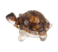 NESTINGHO Figurine de Tortue Décorative en Cristal Naturel de Pierre Œil de Tigre, Sculpture Miniature pour Bureau et Décoration Maison, Statuette Animalière Compacte et Légère, Ornement
