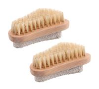 NESTINGHO Foot Scrubber Brush 2pcs with Pumice Stone and Wooden Handle, Designed for Treatment and Nail Cleaning in Dry and Wet Feet Care