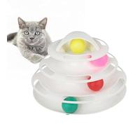 NESTINGHO Interactif pour Chat 4 Niveaux en Plastique Blanc, Plateau de Jeu Circulaire pour Amusement et Stimulation Mentale, pour Chats D'intérieur