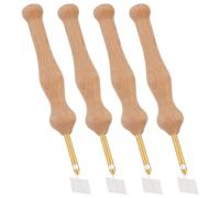NESTINGHO Kit de 4 Ensembles D'aiguilles à Poinçonner Manche en Bois, Design Portable et Prise Confortable, pour Broderie la Main et Tissage de Tapis