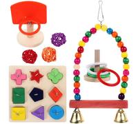 NESTINGHO Kit de Jouets en Bois pour Perroquets et Oiseaux, 4 Pièces, Favorisant Le Bien-être la Reconnaissance des Couleurs, pour L'entraînement des Oiseaux la Maison Couleur Aléatoire