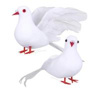 NESTINGHO Lot de 2 Pigeons Artificiels Blancs Décorations de Mariage et Intérieur Oiseaux de Paix Réalistes Fil Métallique pour Fixation Petits Modèles Polyvalents pour Scènes