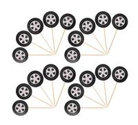 NESTINGHO Lot de 20 Piques à Gâteau en Papier Bambou Forme Roue Noire, Décorations Sûres et Faciles à Utiliser pour Anniversaire et Fête Créative et Unique
