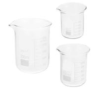 NESTINGHO Lot de 3 Béchers en Verre Borosilicaté Gradué Bec Verseur, Capacité 50ml 100ml 250ml, Design Clair et Léger pour Laboratoire de Chimie