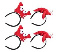 NESTINGHO Lot de 4 Serrage-Têtes en Peluche Homard et Crabe pour Adultes Accessoires de Déguisement Créatifs Bandeaux de Fête Colorés Rouge et Orange pour Halloween et Soirées Costumées